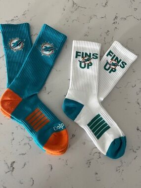 Unisex Miami Dolphins Fins Up' Crew Socks - Teal & White